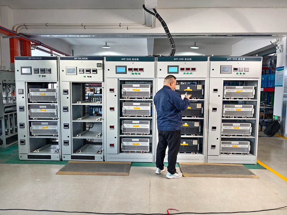 APF and SVG units in dedicated aging cabinets during verification