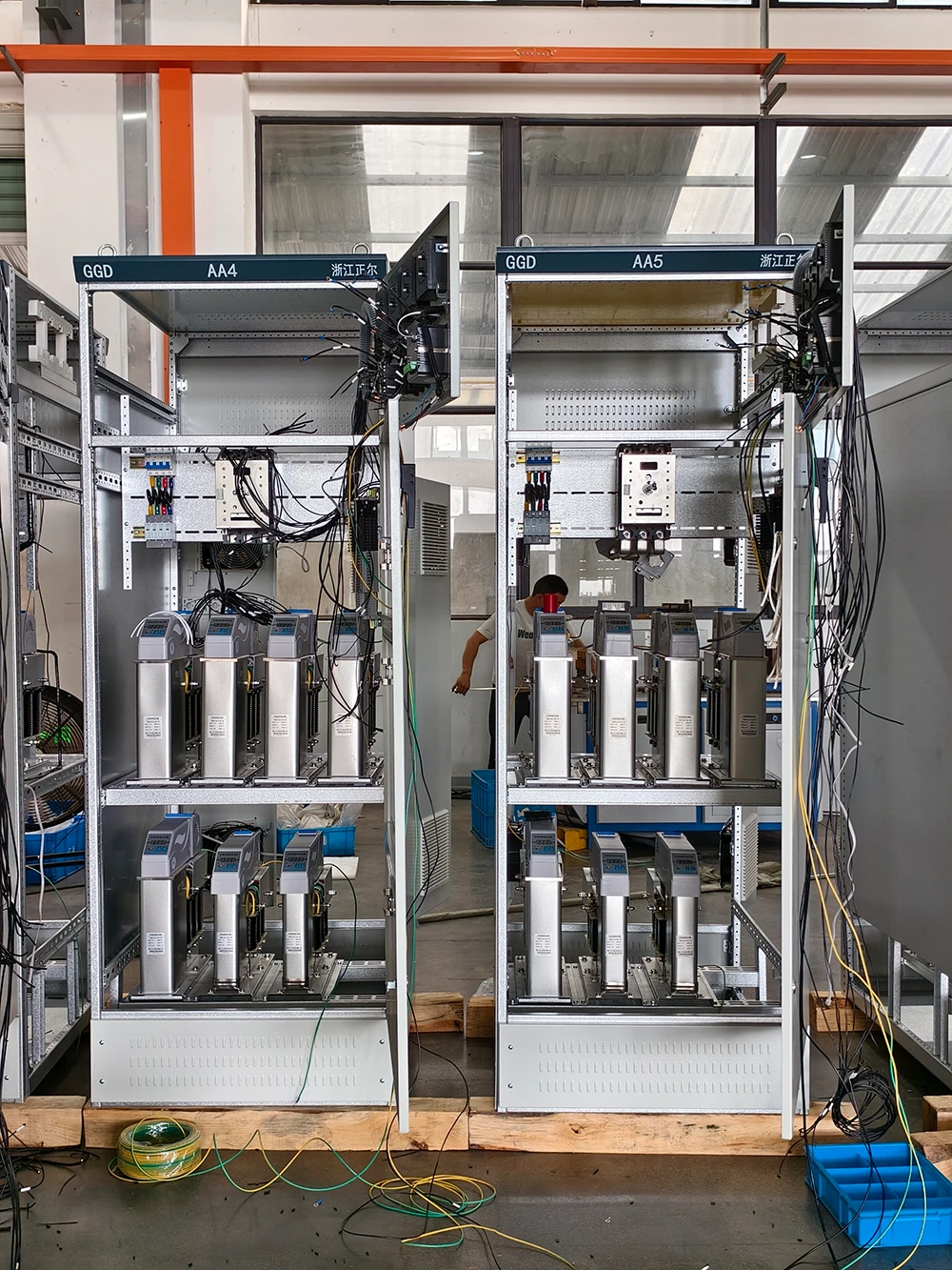 High-voltage cabinets in production